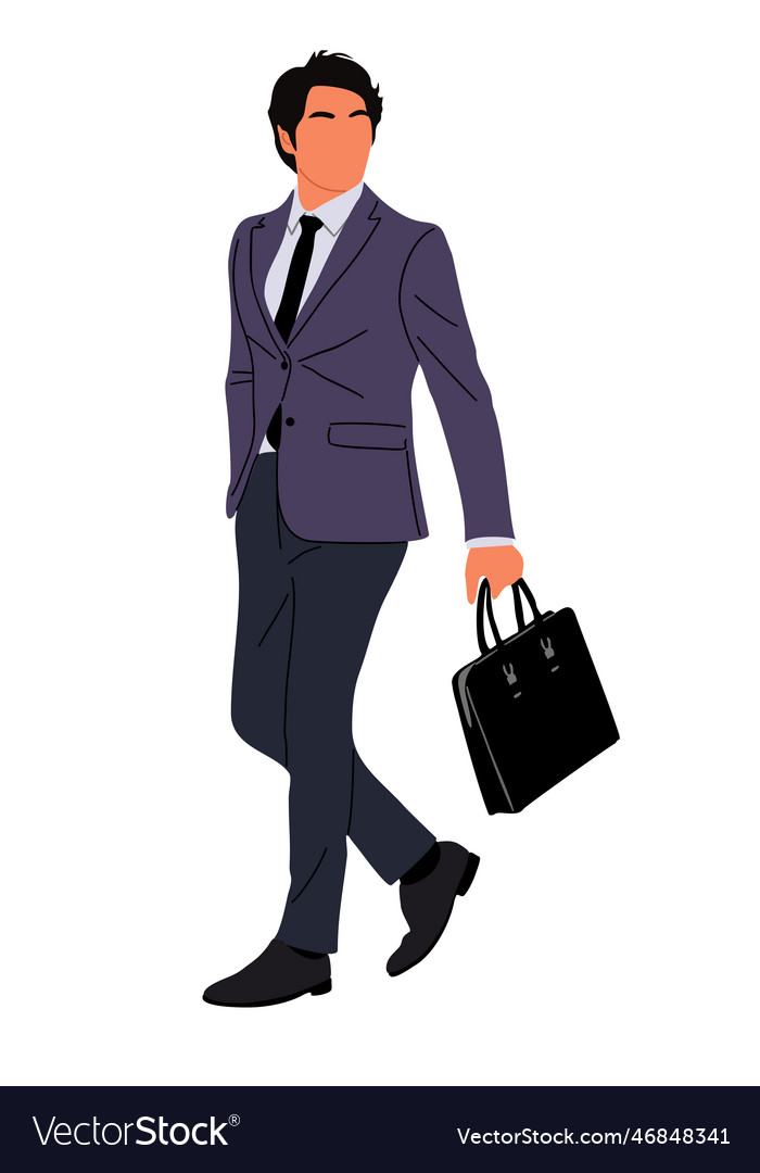 Business man walking side view with briefcase Vector Image