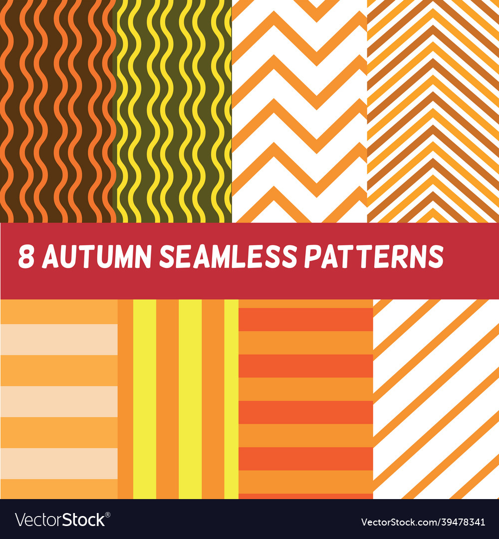 Collection set of autumn seamless patterns vector image Collection set of autumn seamless patterns