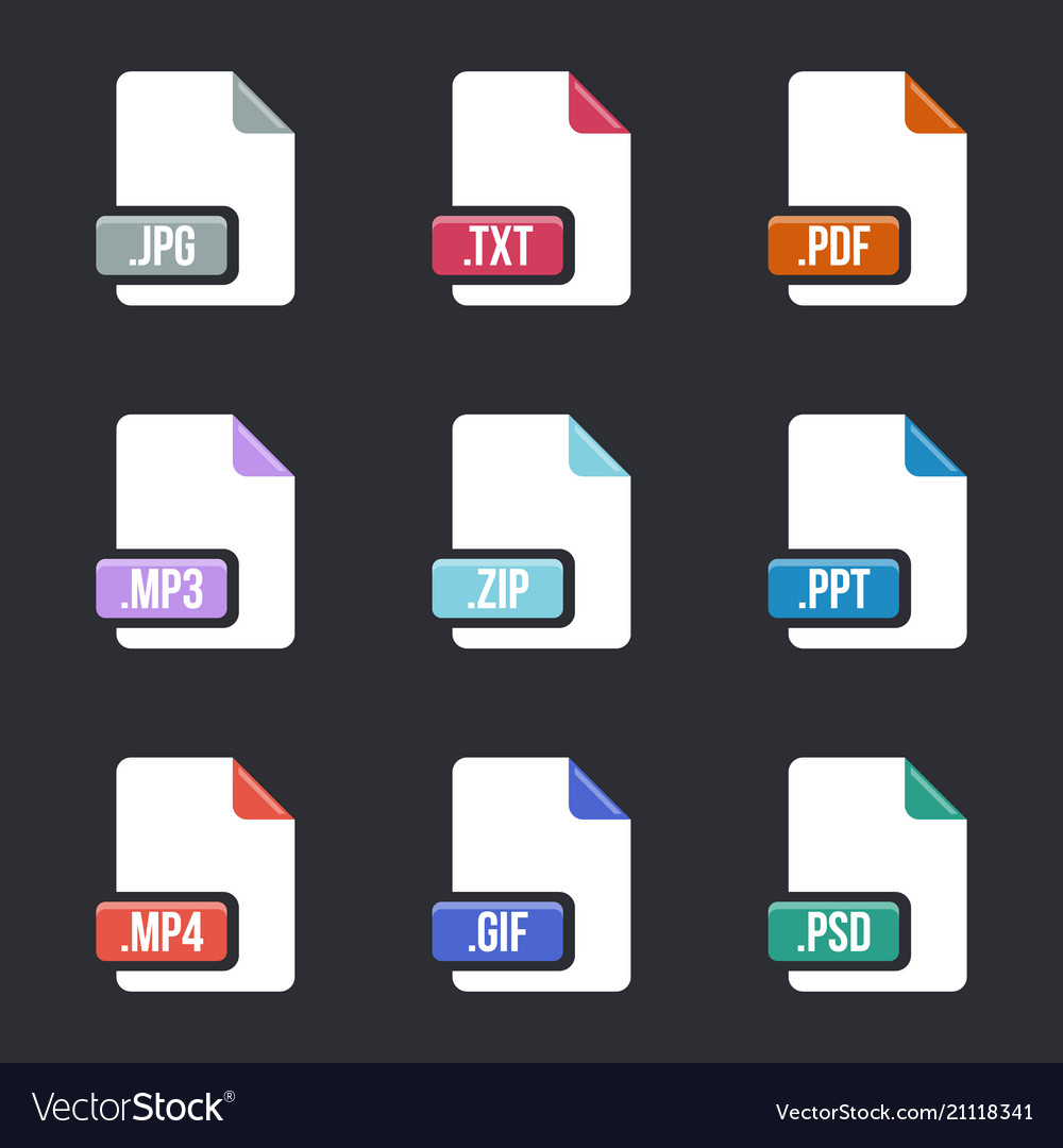 Creative of file type icon set vector image Creative of file type icon set