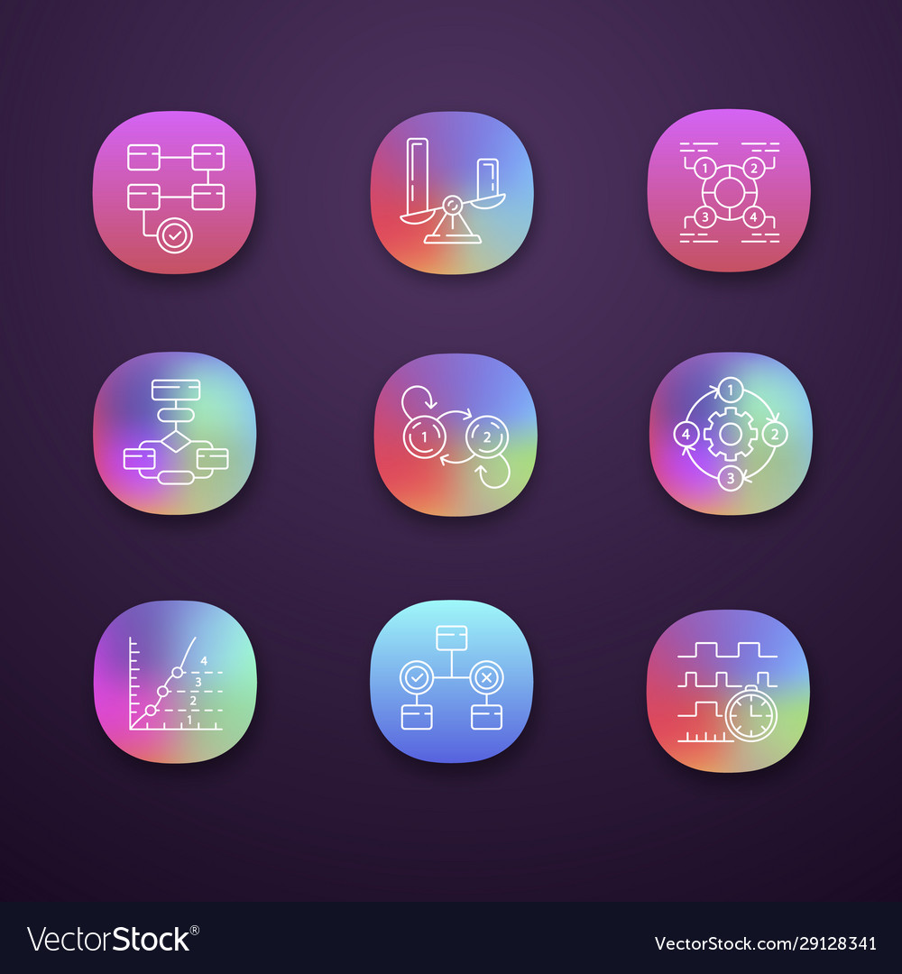 Diagram concepts app icons set statistics data vector image Diagram concepts app icons set statistics data