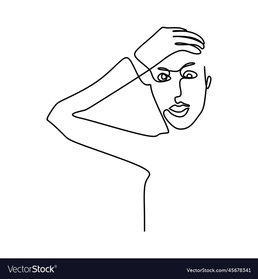 Drawing a continuous line of facial expressions vector image Drawing a continuous line of facial expressions