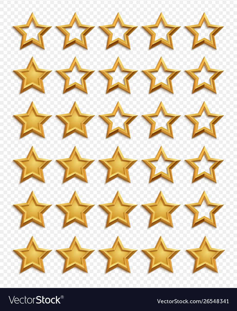 Five stars rating system gold stars rating Vector Image