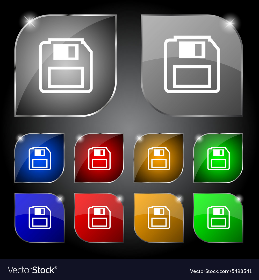 Floppy disk icon sign set of ten colorful buttons