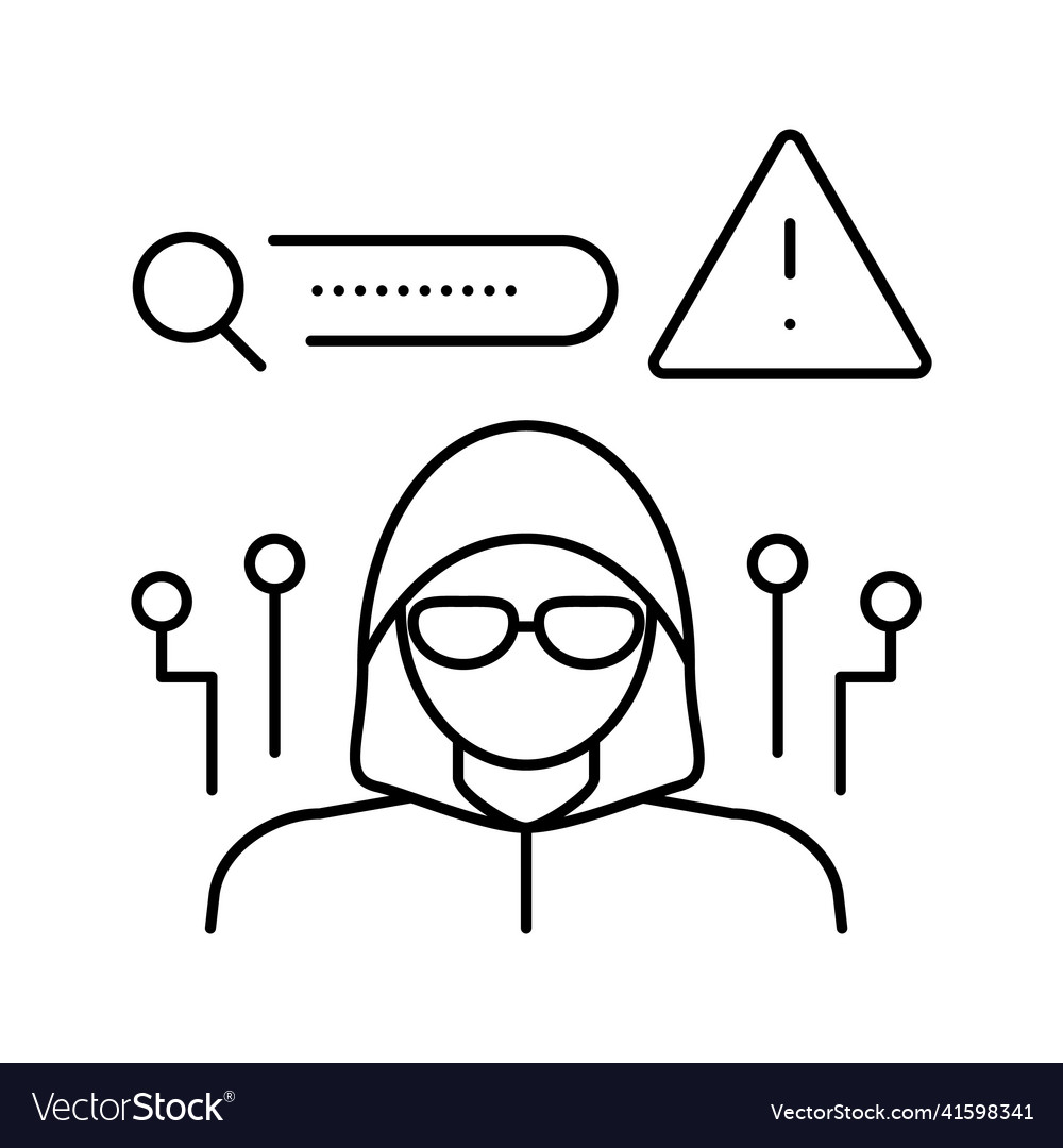 Hacker hacked password line icon Royalty Free Vector Image