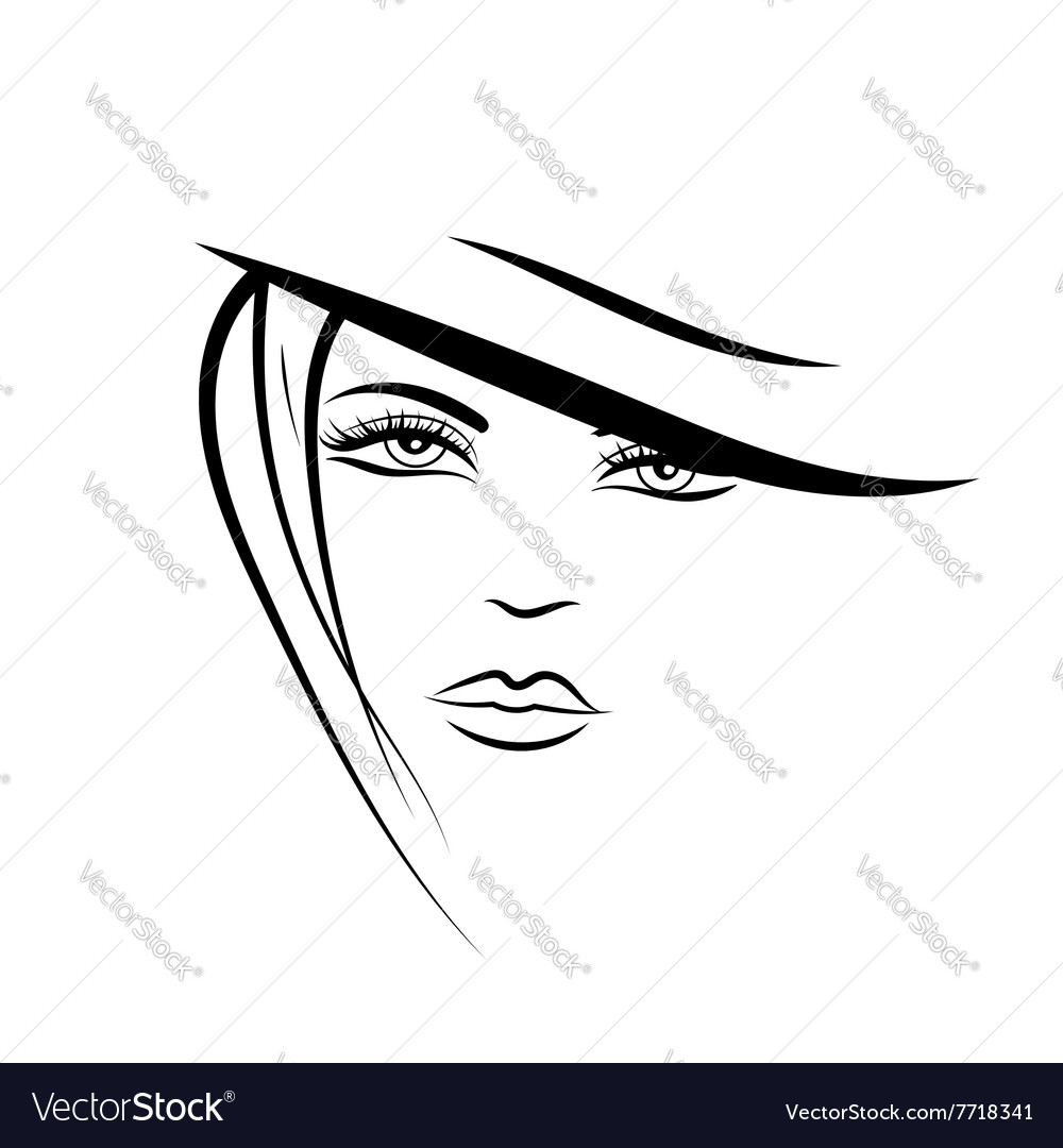 Beautiful woman face hand drawn Royalty Free Vector Image