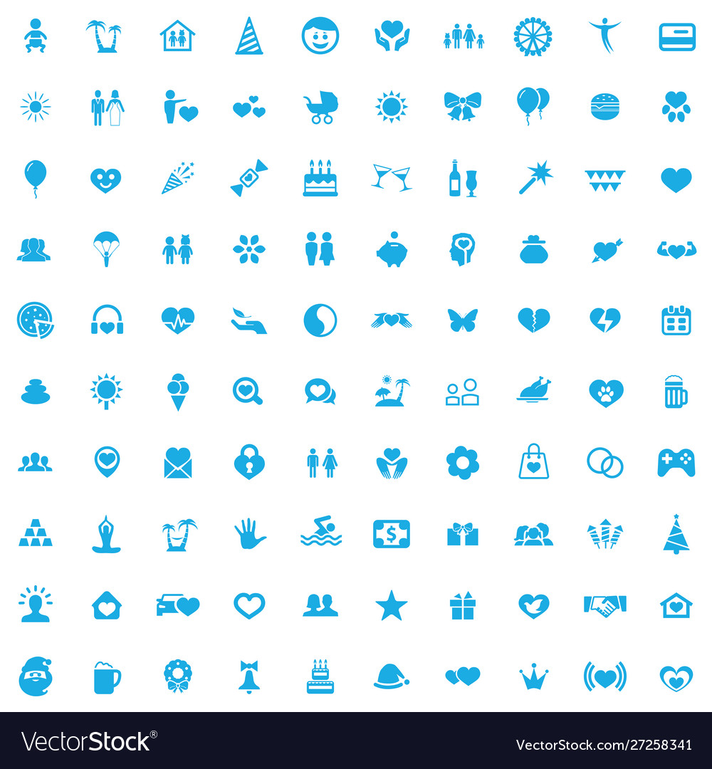 Happiness 100 icons universal set for web and ui