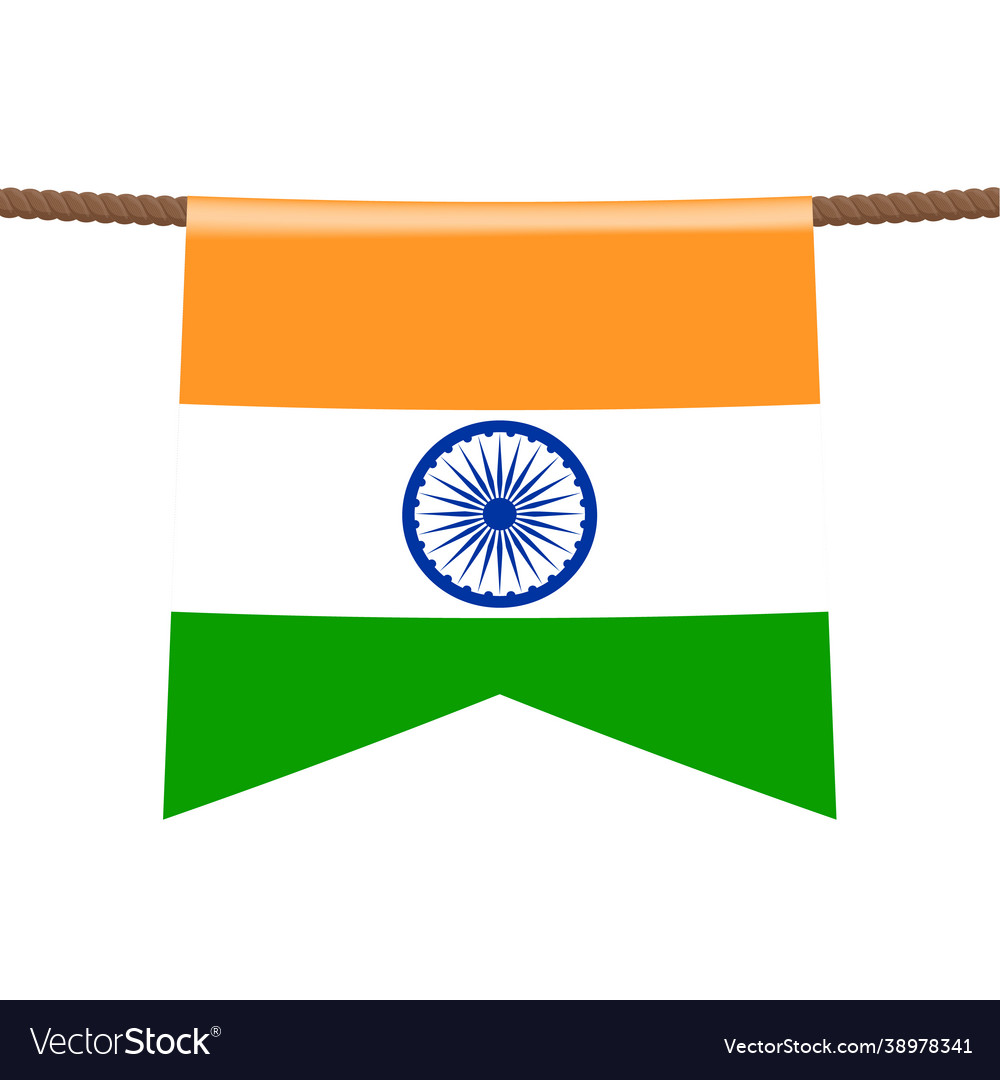 India national flags hangs on ropes white