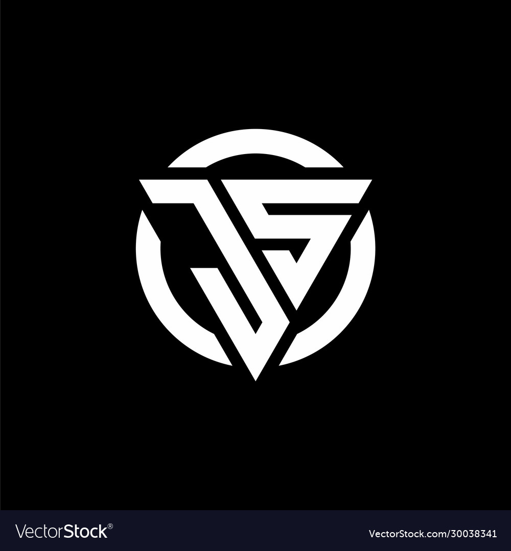 Js logo with triangle shape and circle rounded Vector Image