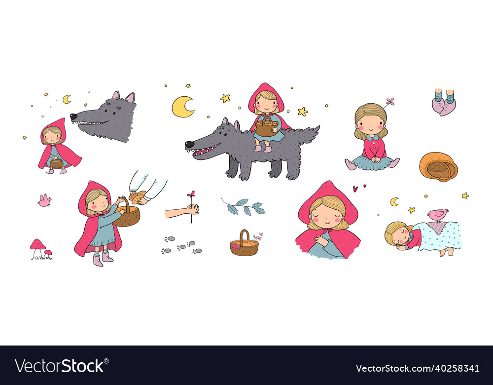 Little red riding hood fairy tale cute vector image Little red riding hood fairy tale cute