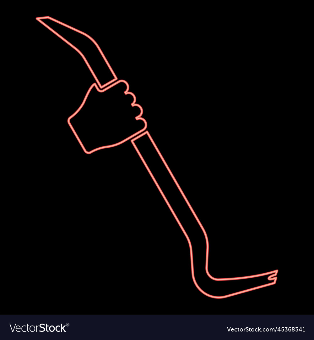 Neon crowbar in hand holding tool use arm using