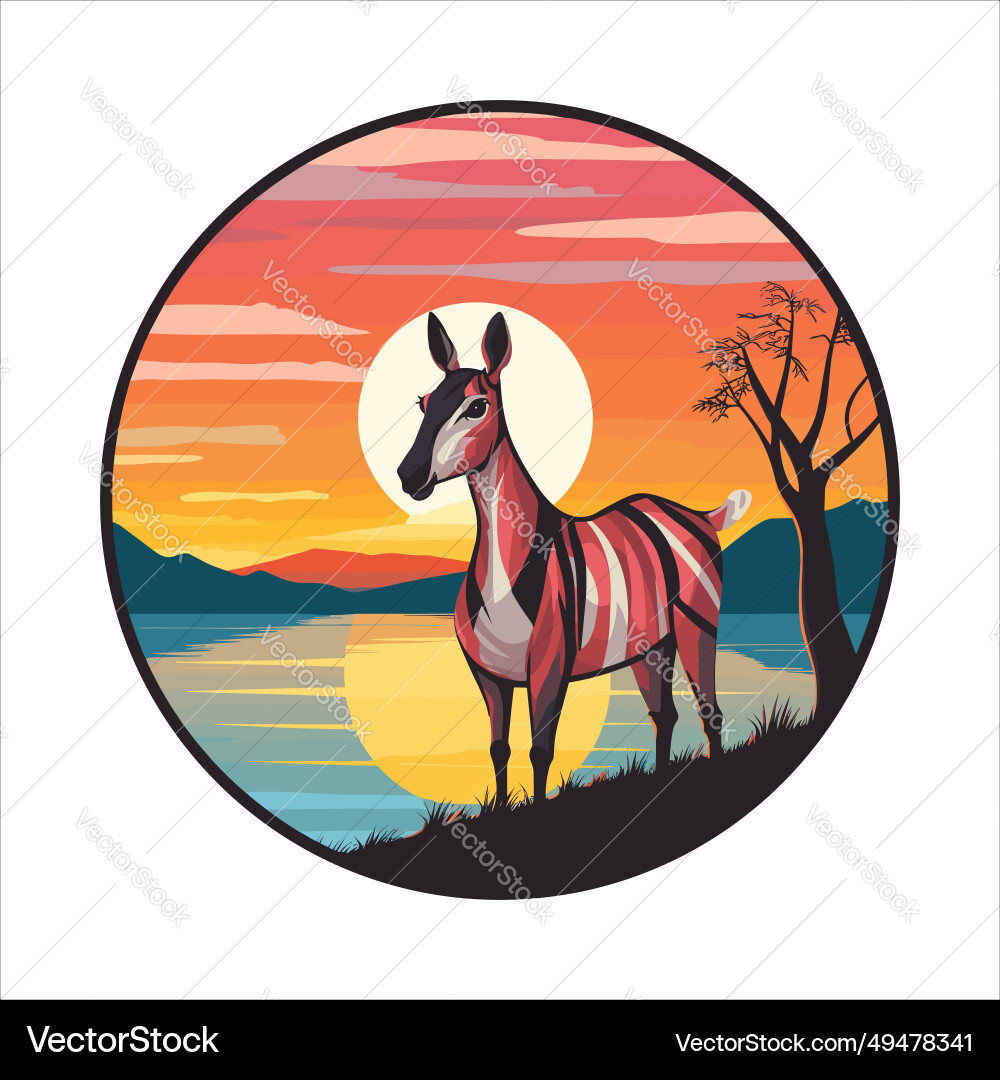Okapi colorful cartoon kawaii character beach Vector Image