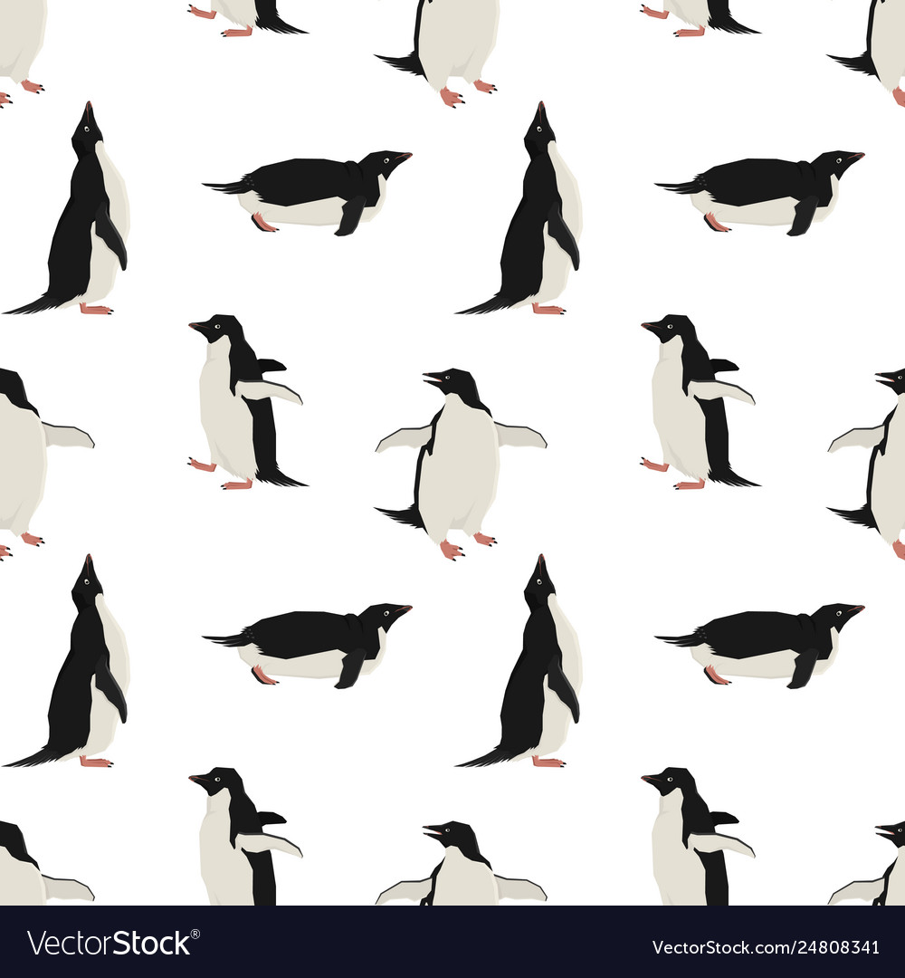 Penguins geometric style seamless pattern