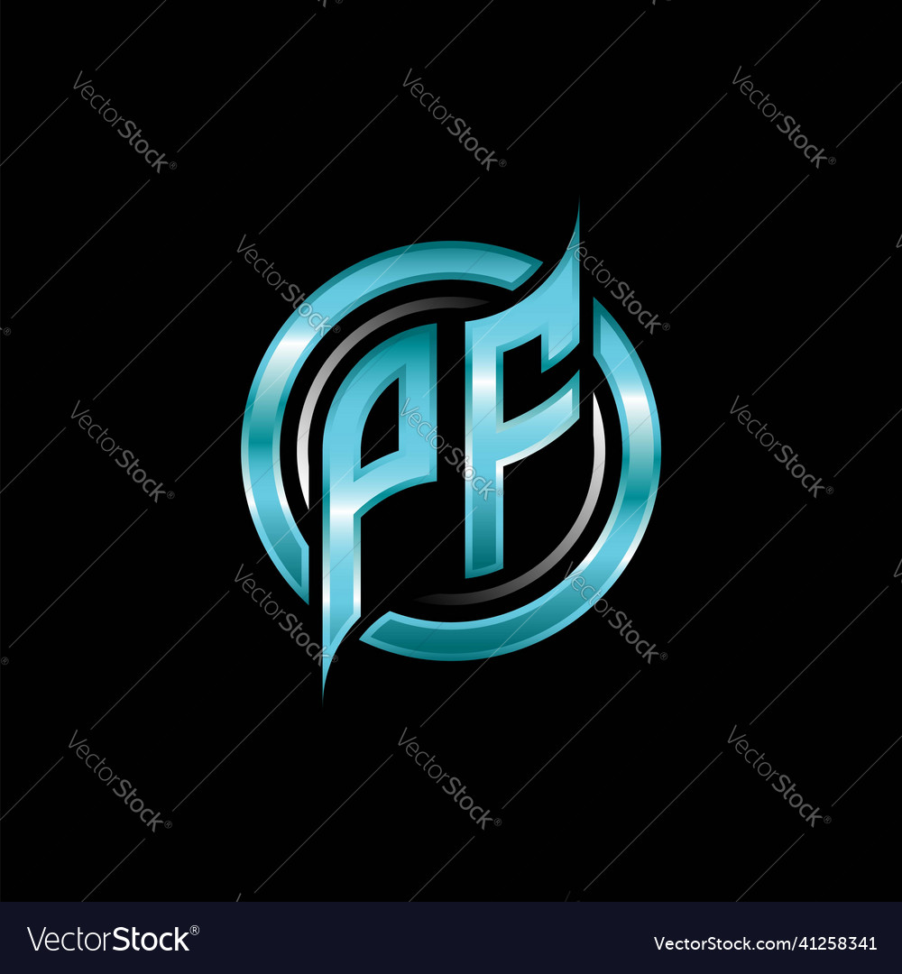 Pf initial monogram logo circle rounded