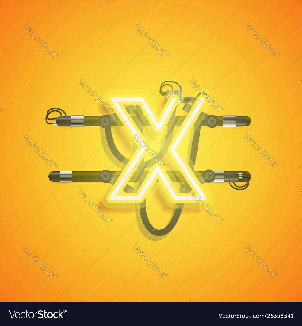 Realistic neon character with wires and console
