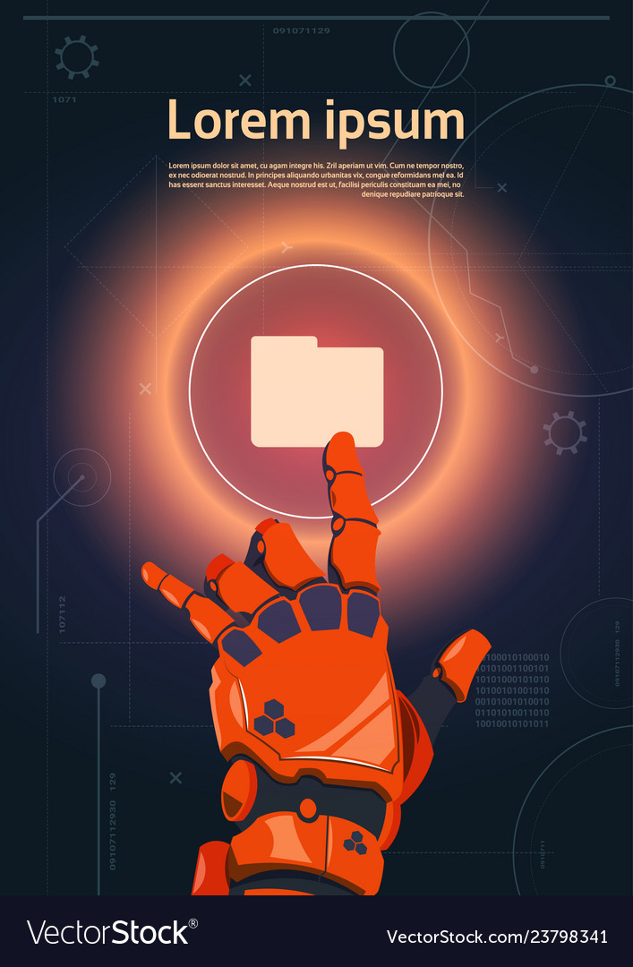 Robot Hand on Digital File Button