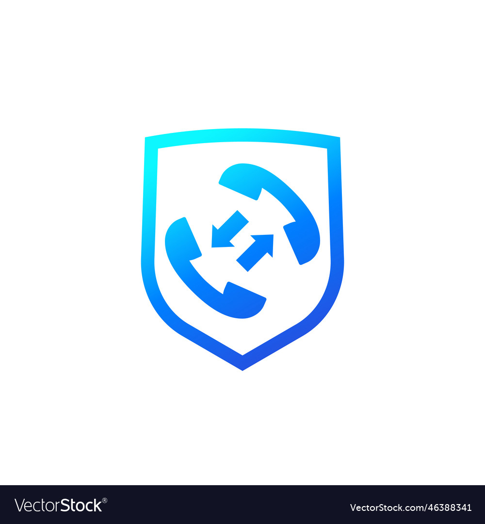 Secure phone call icon with a shield