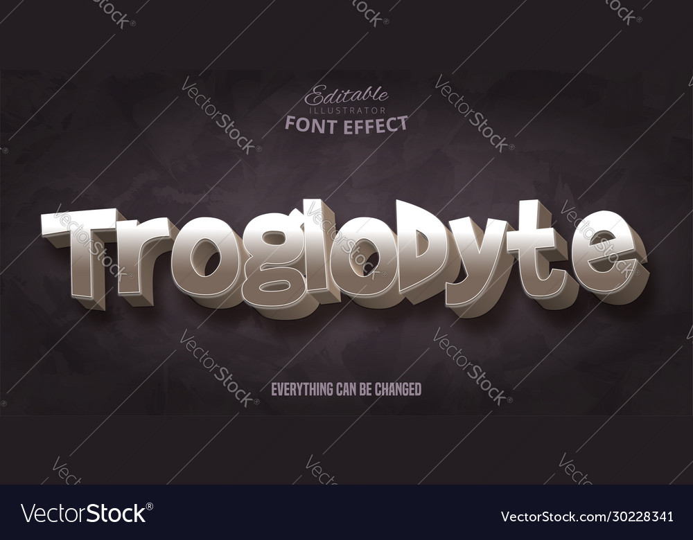 Troglodyte text 3d stone style editable font