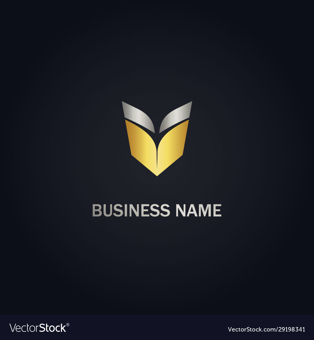 V initial open book gold logo Royalty Free Vector Image