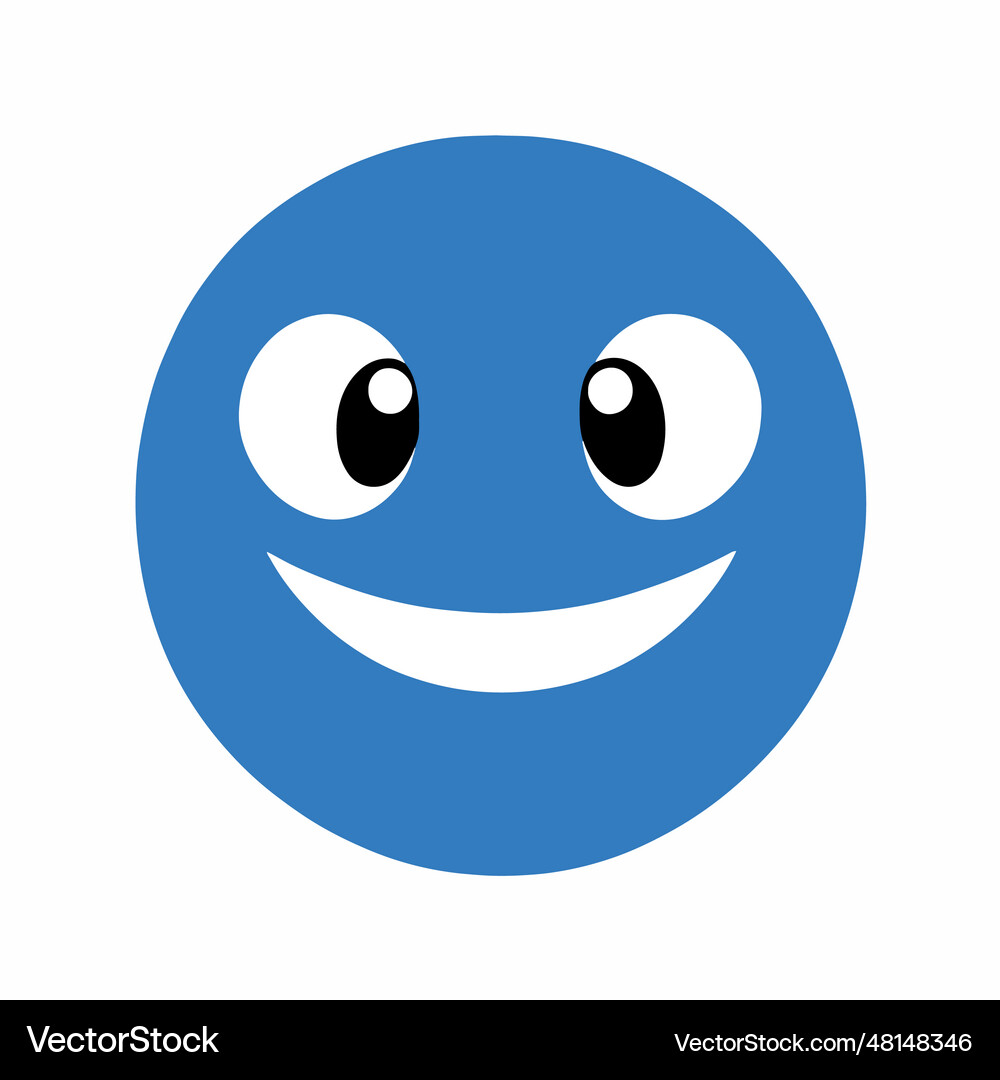 Blue emoji face emoticon icon on white background Vector Image