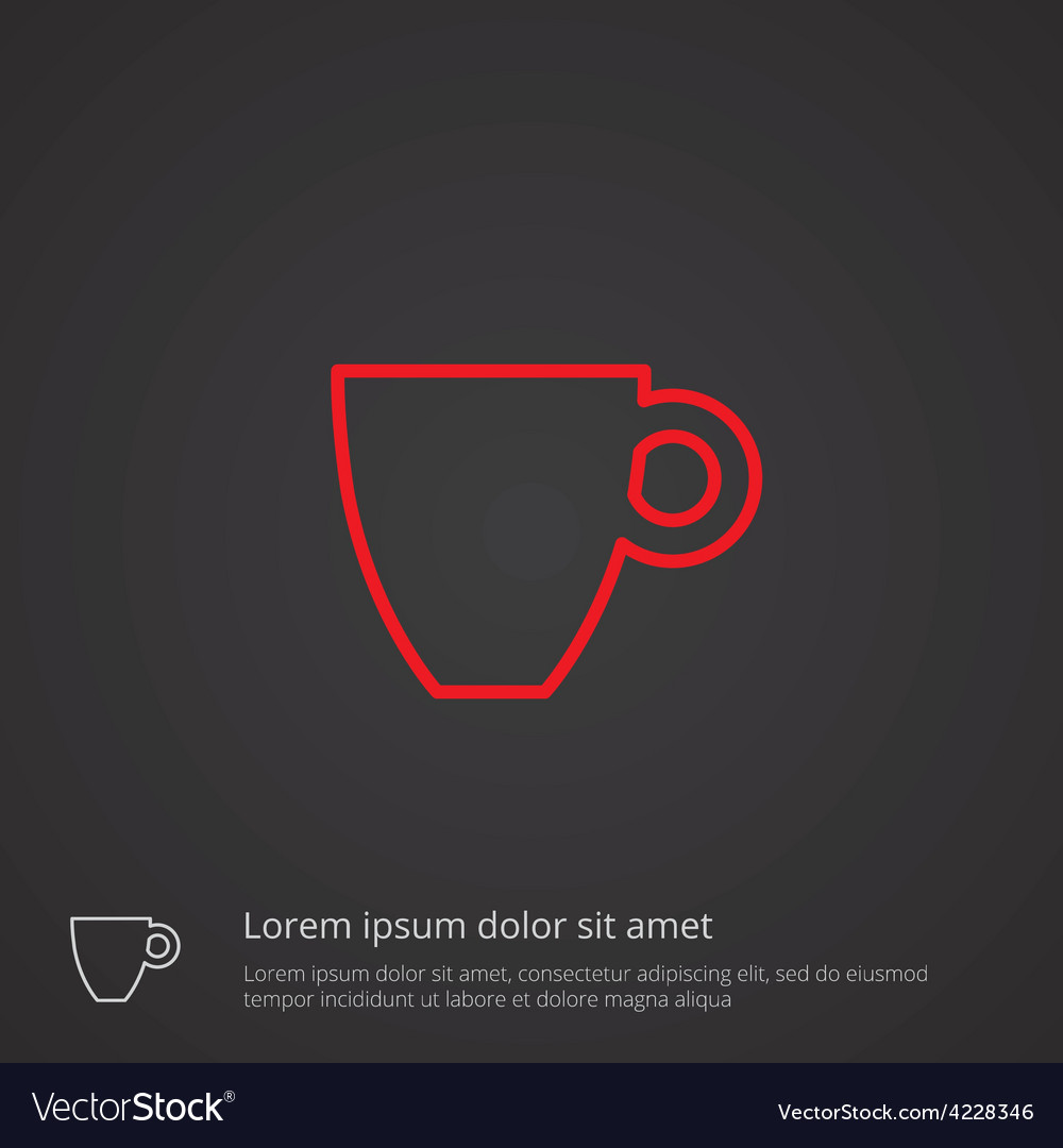 Kaffee Umriss Symbol rot auf dunklem Hintergrund Logo