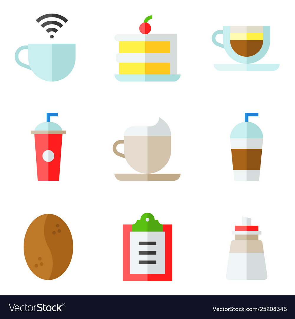 Coffee related icon set 2 flat stye Royalty Free Vector