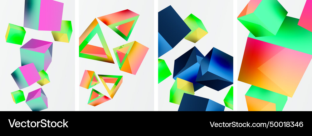Composition of 3d cubes and other geometric Vector Image