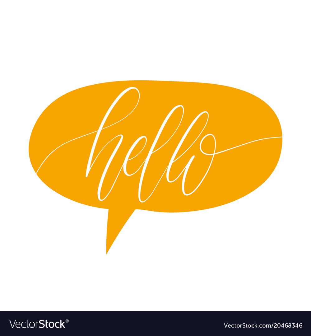 Dialog window with handwritten phrase hello