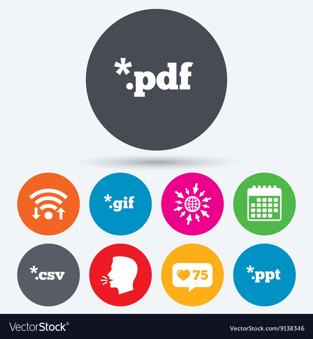 Document signs file extensions symbols