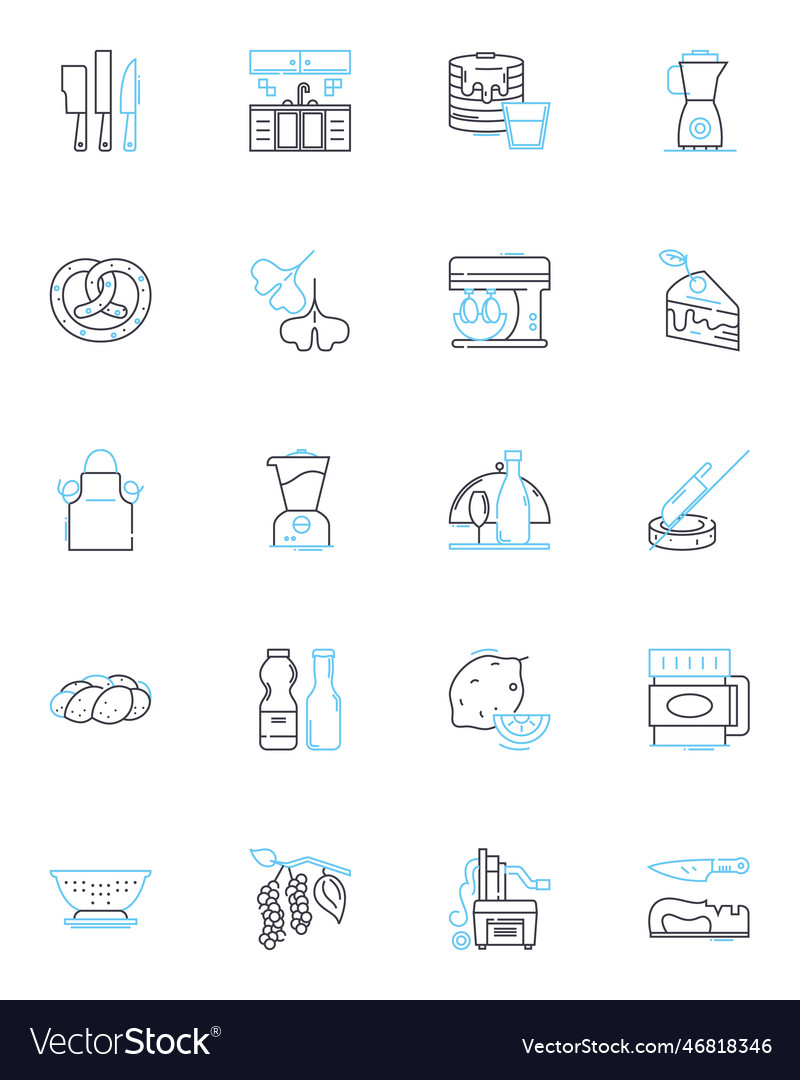 Eating establishments linear icons set restaurant