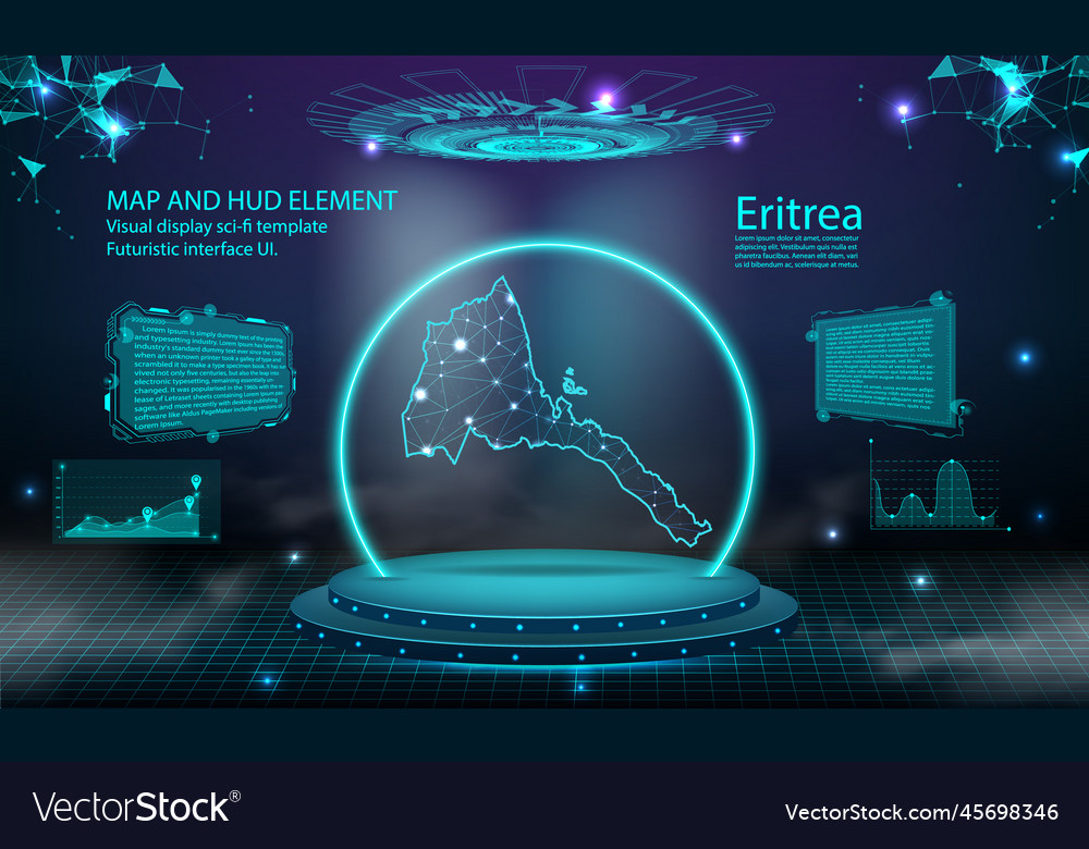 Eritrea map light connecting effect background vector image Eritrea map light connecting effect background
