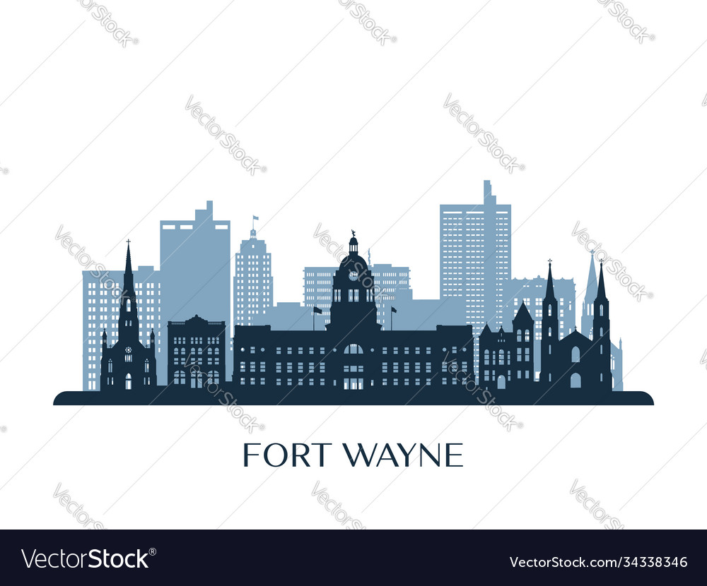 Fort wayne skyline monochrome silhouette Vector Image