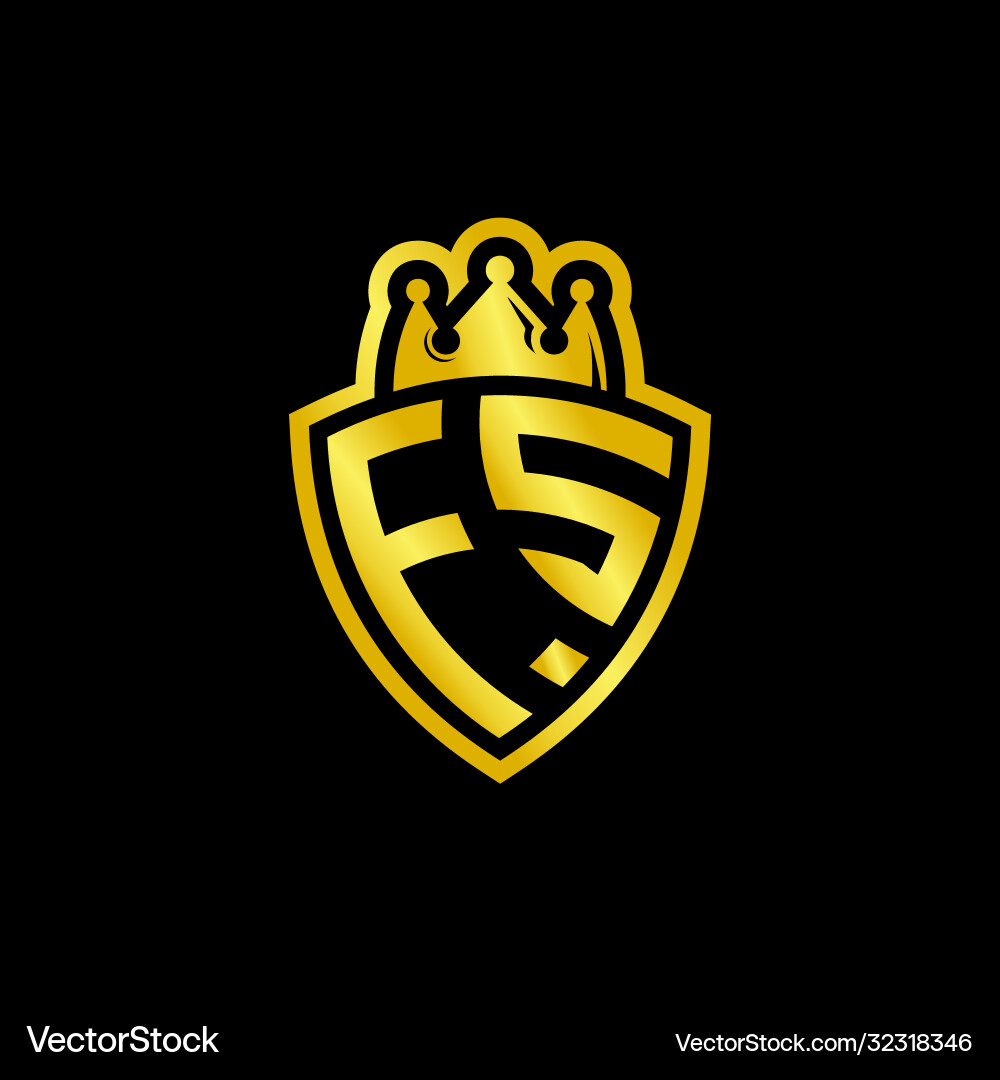 Fs monogram logo with shield and crown style Vector Image