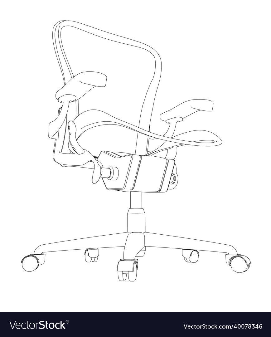 Gaming chair outline from black lines isolated Vector Image