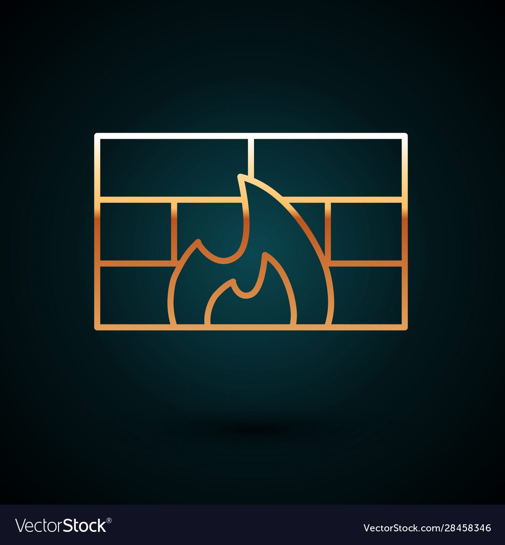 Gold Linie Firewall Sicherheitswand Ikone isoliert