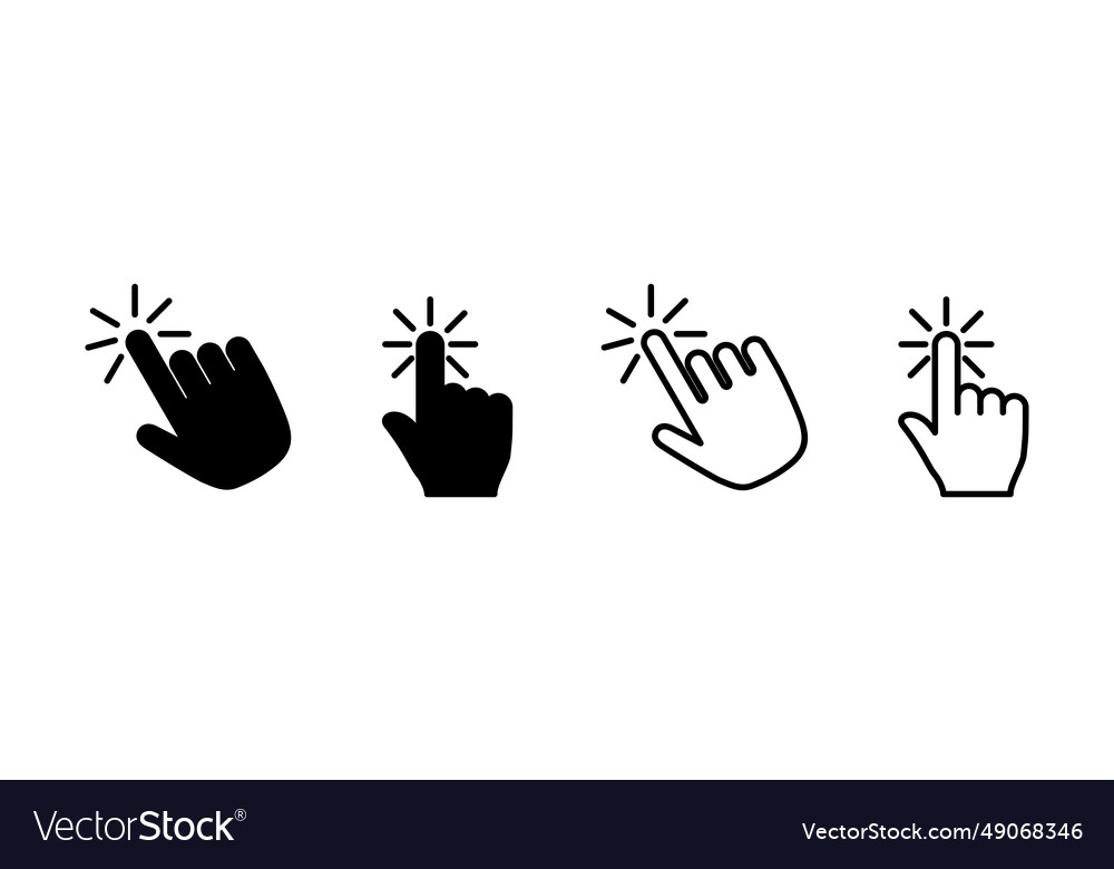 Hand click icon clicking finger pointer vector image Hand click icon clicking finger pointer