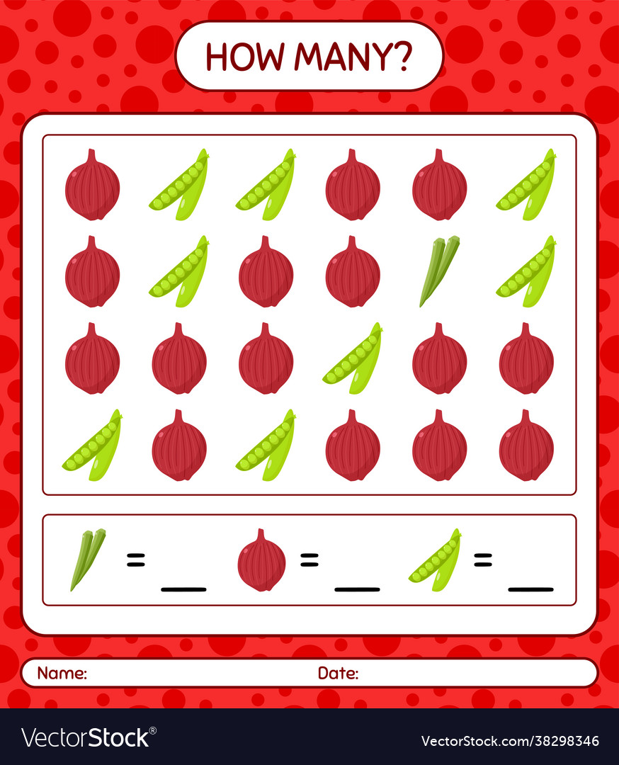 How many counting game with vegetables worksheet