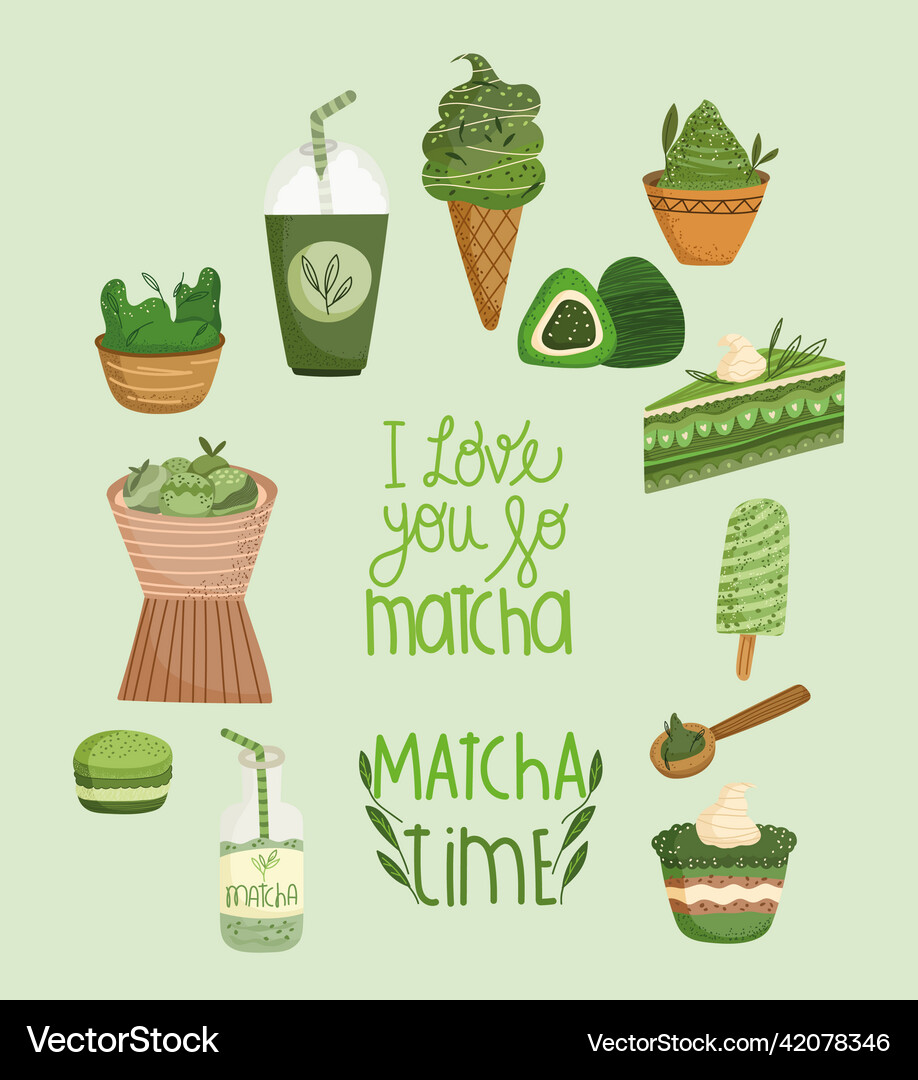 Matcha time concept Royalty Free Vector Image - VectorStock