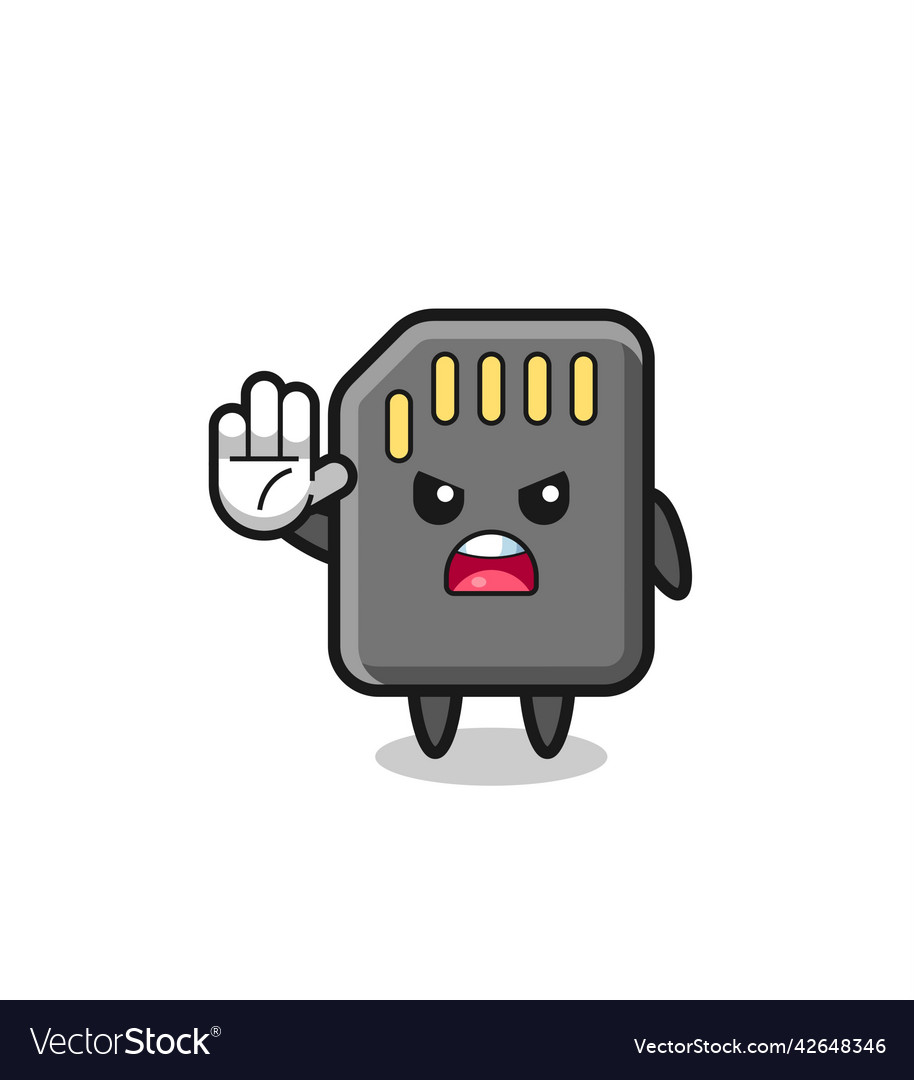 Memory card character doing stop gesture