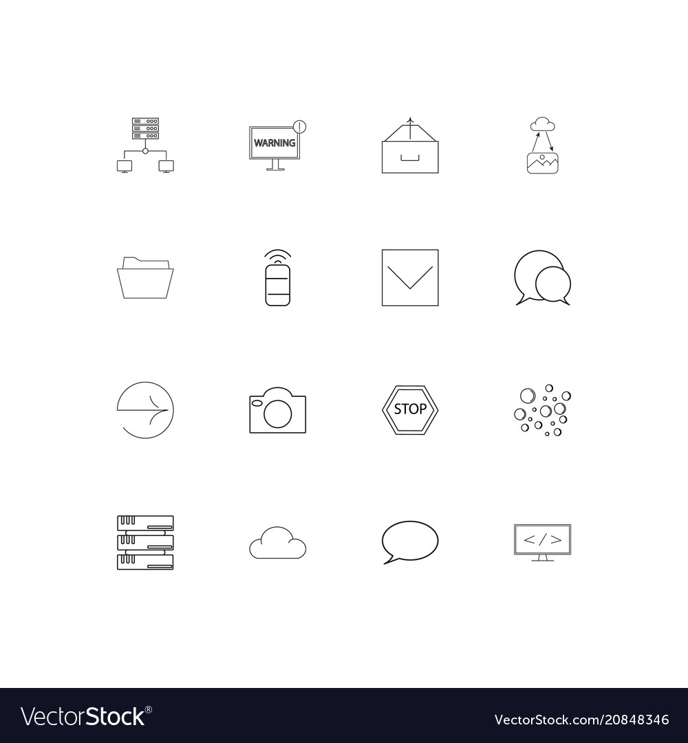Netzwerk und Datenbank lineare dünne Symbole Set
