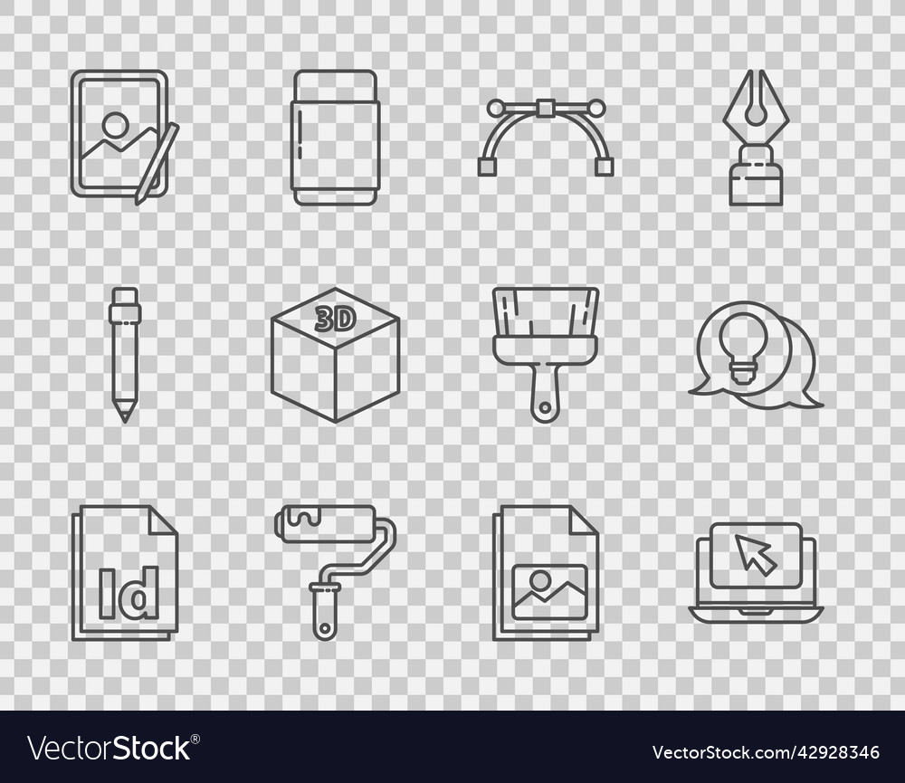 Set line id file document laptop and cursor Vector Image Set line id file document laptop and cursor