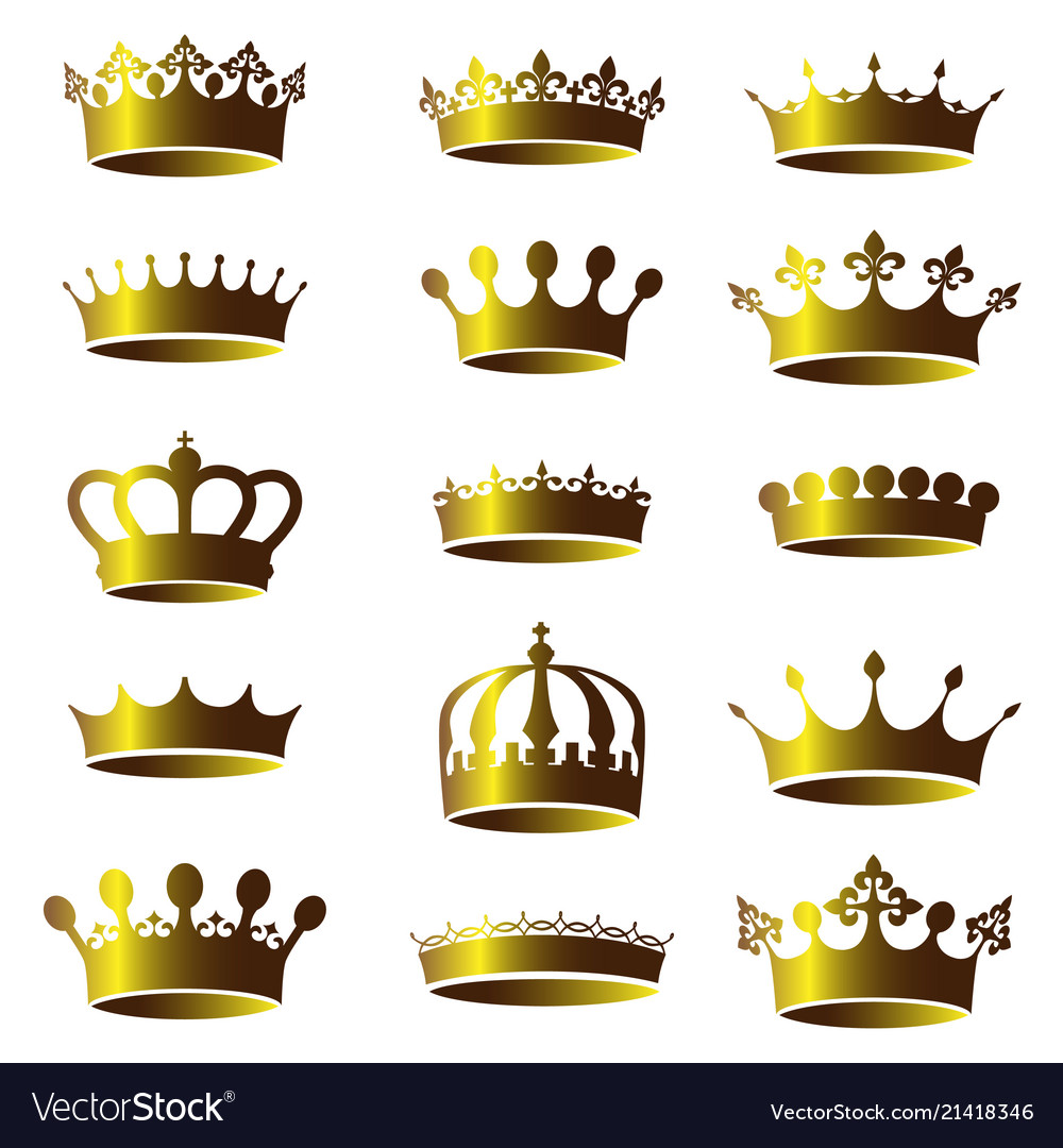 Set of vintage golden crown icons Royalty Free Vector Image