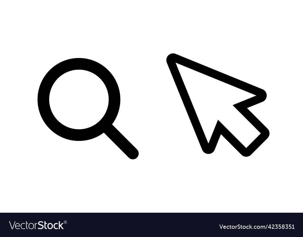 A set of magnifying glass and mouse cursor icons