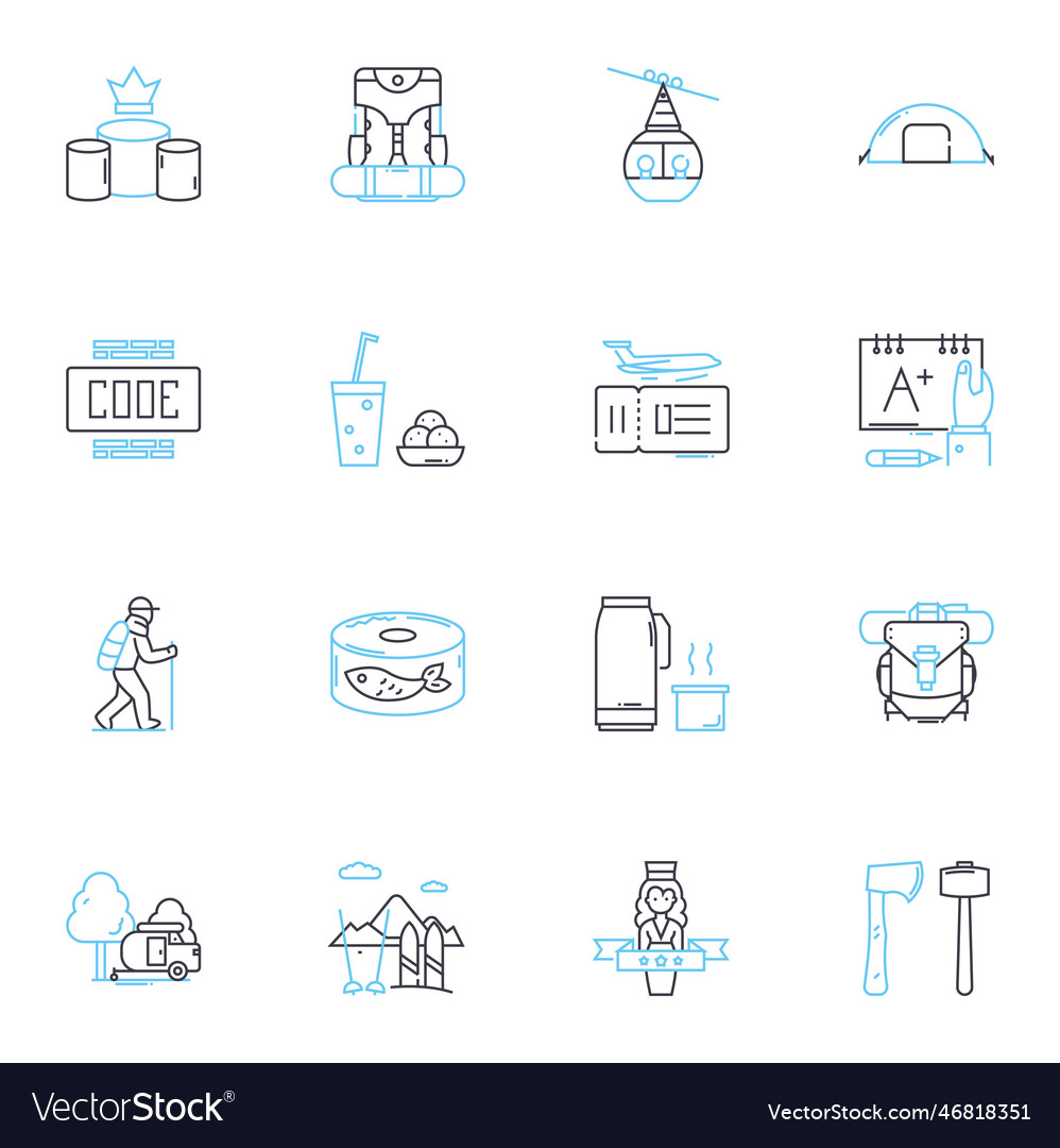 Calm pause linear icons set serenity tranquility Vector Image Calm pause linear icons set serenity tranquility
