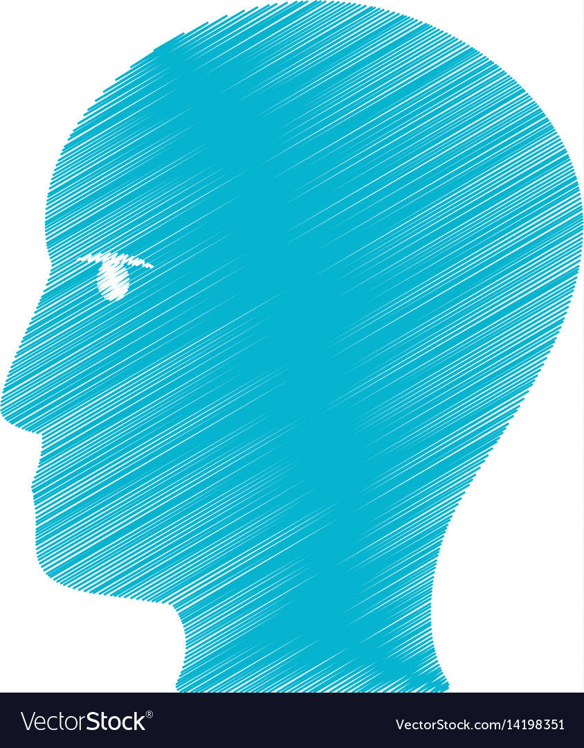 Drawing blue profile head brain idea