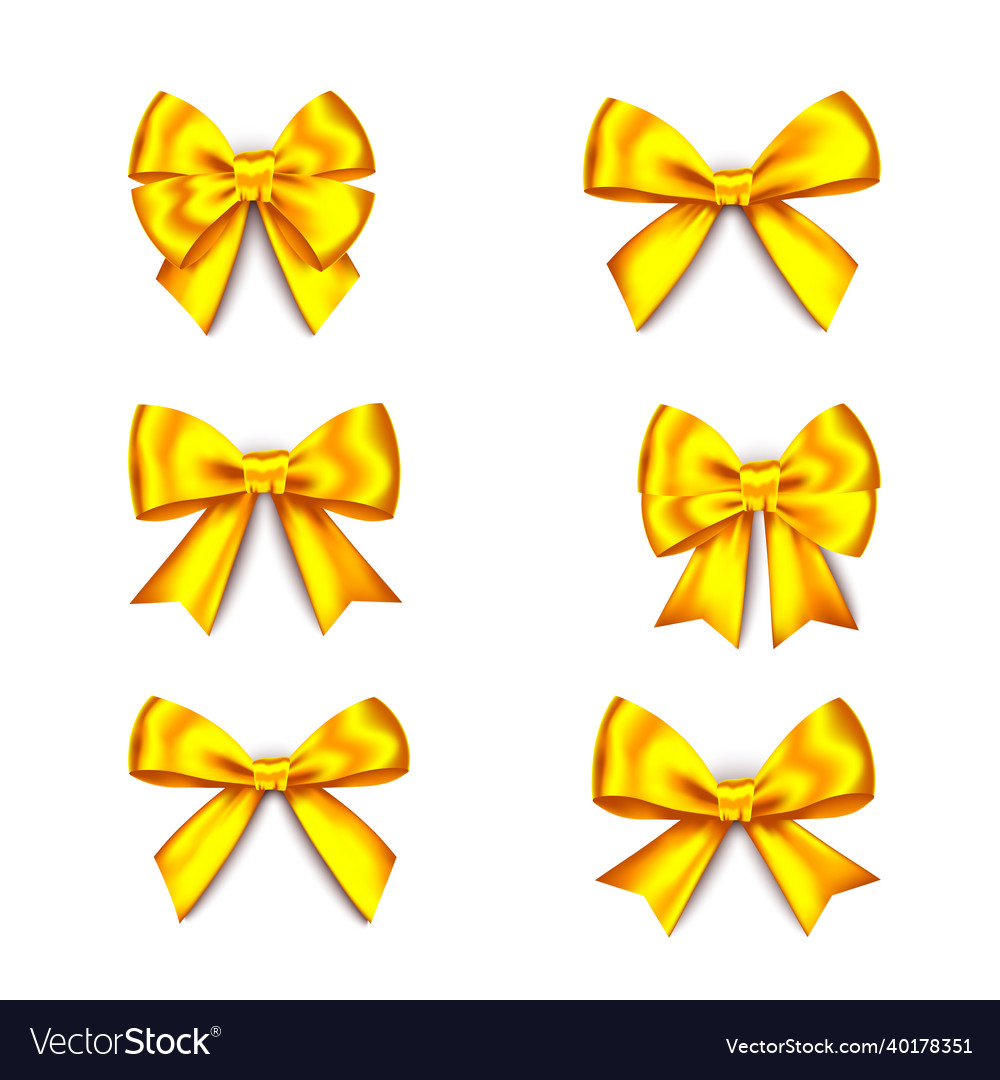 Golden gift bows set for year Royalty Free Vector Image