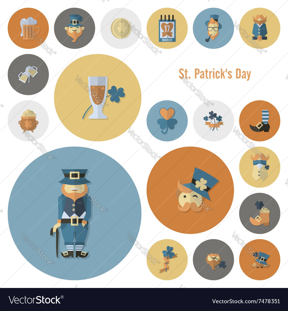 Saint patricks day icon set Royalty Free Vector Image