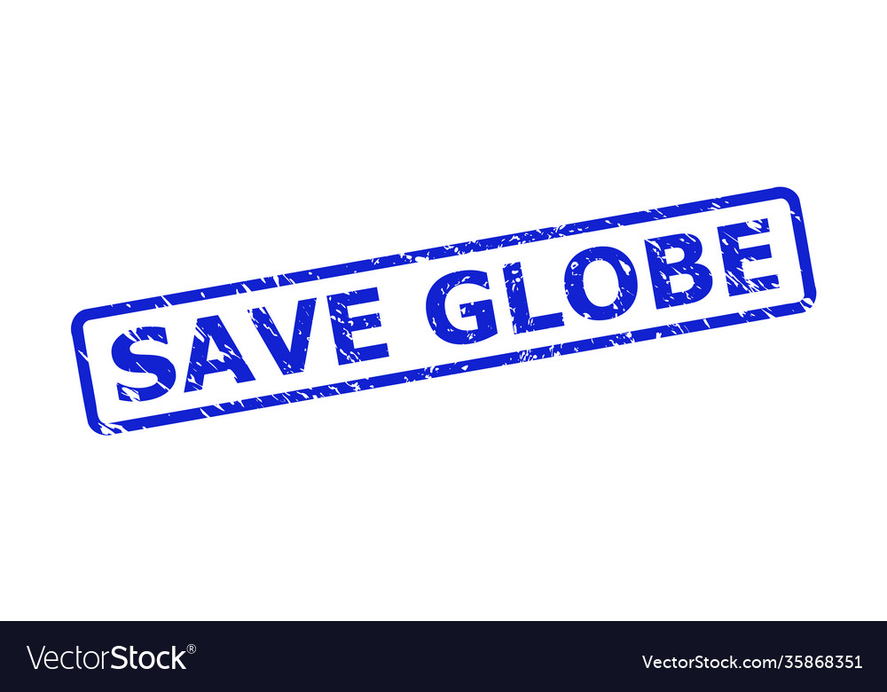 Save globe stamp with unclean surface and rounded