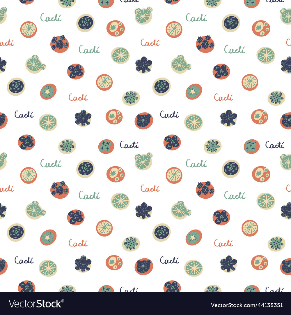 Seamless pattern with cactus top view background