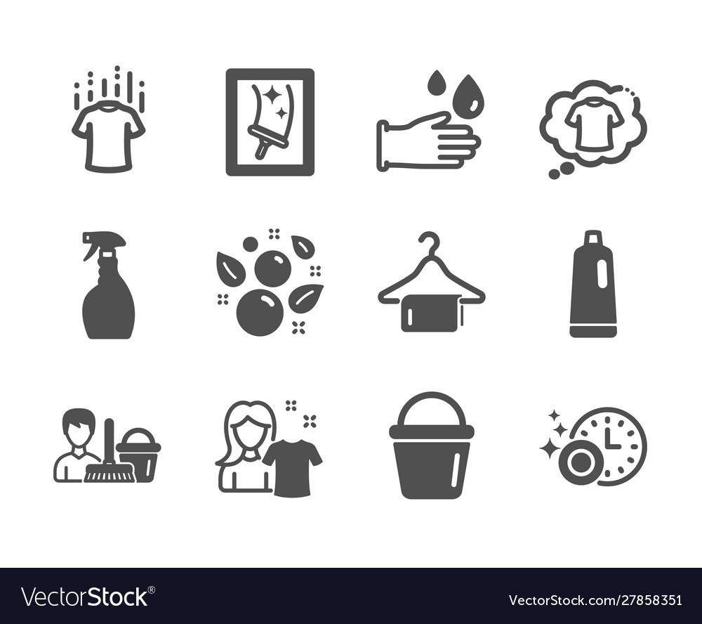 Set cleaning icons such as clean towel dry t