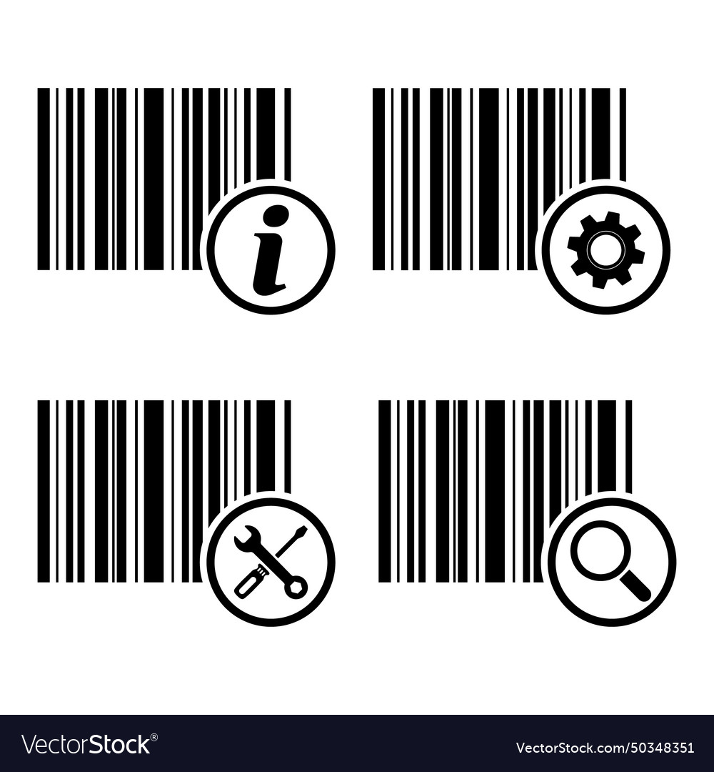 Set of barcode icon bar code for web flat design Vector Image Set of barcode icon bar code for web flat design